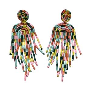 Colorful Beaded Fringe Earrings